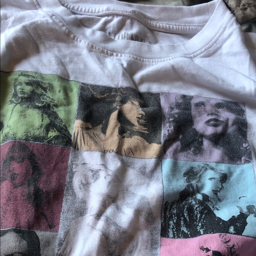 Taylor Swift Graphic Pop Art Girls' White T‑Shirt with Multicolor Panels